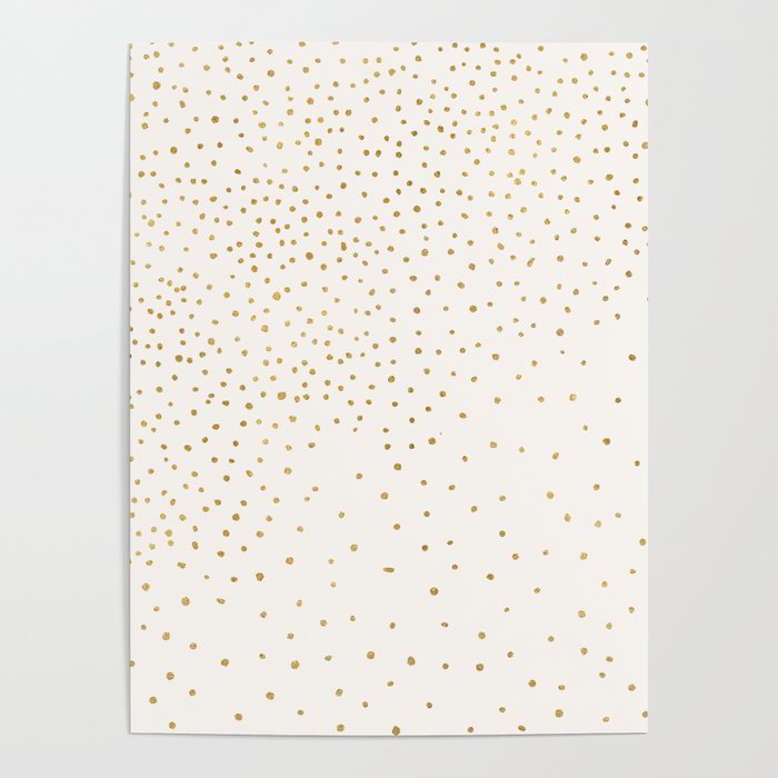 Falling Stars Metallic Gold Dot Pattern Poster Gallery Image 1