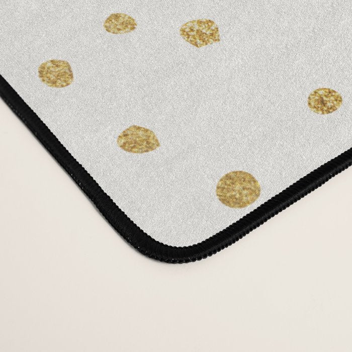Falling Stars Metallic Gold Dot Pattern Desk Mat Gallery Image 4