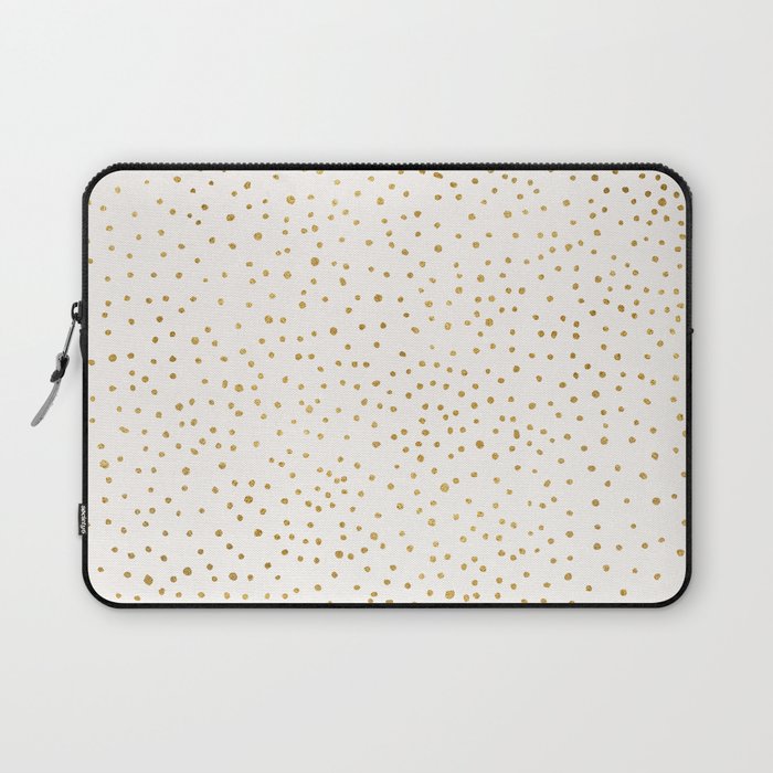 Falling Stars Metallic Gold Dot Pattern Laptop Sleeve Gallery Image 1