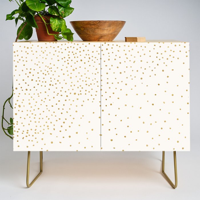 Falling Stars Metallic Gold Dot Pattern Credenza Gallery Image 1