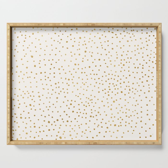 Falling Stars Metallic Gold Dot Pattern Serving Tray Gallery Image 1