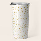 Falling Stars Metallic Gold Dot Pattern Travel Mug Gallery Image 3
