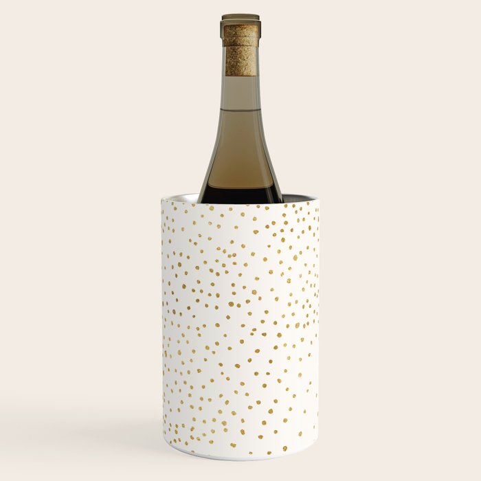 Falling Stars Metallic Gold Dot Pattern Wine Chiller Gallery Image 2