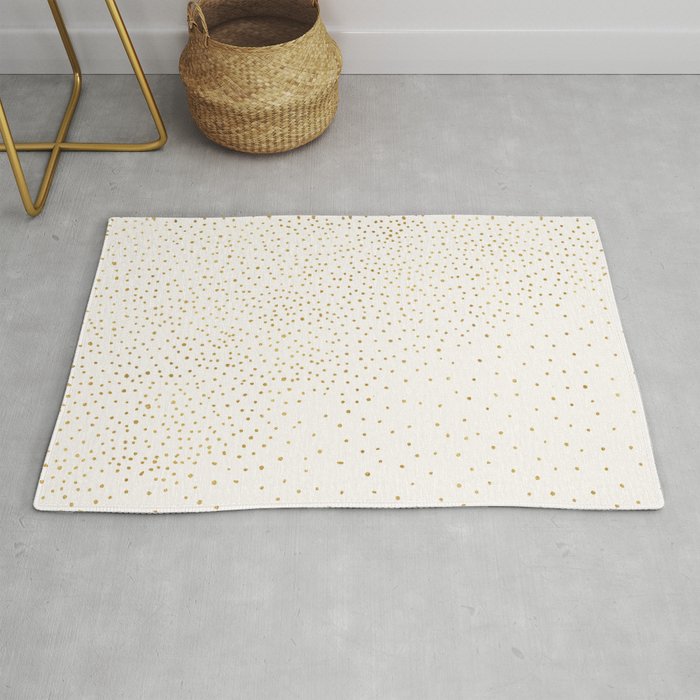 Falling Stars Metallic Gold Dot Pattern Rug Gallery Image 1