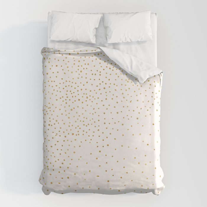 Falling Stars Metallic Gold Dot Pattern Duvet Cover Gallery Image 6