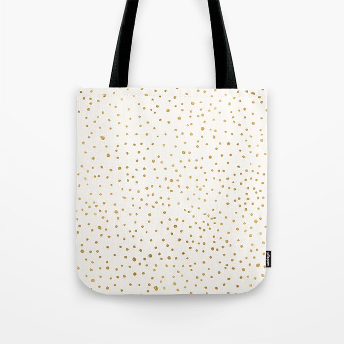 Falling Stars Metallic Gold Dot Pattern Tote Bag Gallery Image 1