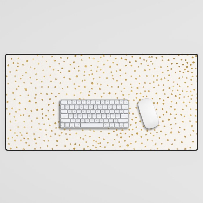 Falling Stars Metallic Gold Dot Pattern Desk Mat Gallery Image 1
