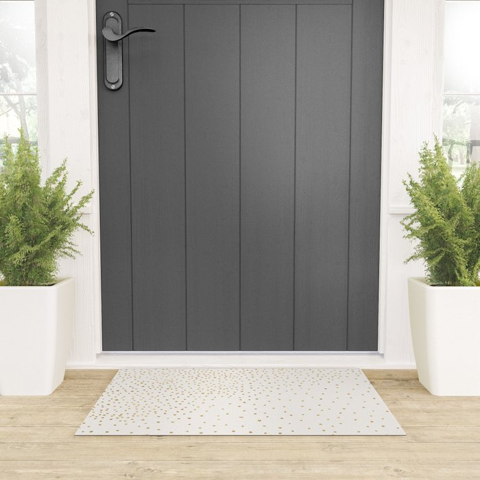 Falling Stars Metallic Gold Dot Pattern Welcome Mat Gallery Image 3