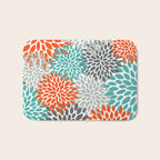 Floral Pattern, Abstract, Orange, Teal and Gray Bath Mat Gallery Image 1