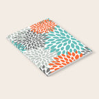 Floral Pattern, Abstract, Orange, Teal and Gray Notebook Gallery Image 2