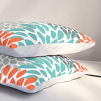 Floral Pattern, Abstract, Orange, Teal and Gray Pillow Sham Gallery Image 3
