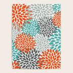 Floral Pattern, Abstract, Orange, Teal and Gray Poster Gallery Image 4