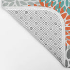 Floral Pattern, Abstract, Orange, Teal and Gray Bath Mat Gallery Image 2