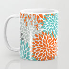 Floral Pattern, Abstract, Orange, Teal and Gray Coffee Mug Gallery Image 3