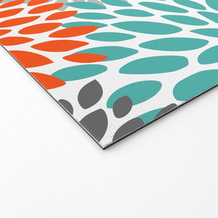 Floral Pattern, Abstract, Orange, Teal and Gray Welcome Mat Gallery Image 2