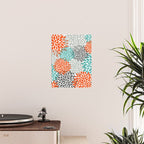 Floral Pattern, Abstract, Orange, Teal and Gray Poster Gallery Image 2