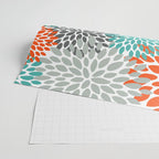 Floral Pattern, Abstract, Orange, Teal and Gray Wrapping Paper Gallery Image 2