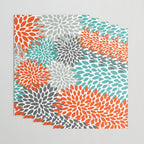 Floral Pattern, Abstract, Orange, Teal and Gray Wrapping Paper Gallery Image 3