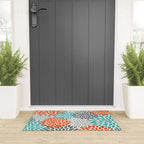 Floral Pattern, Abstract, Orange, Teal and Gray Welcome Mat Gallery Image 3