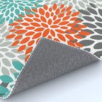 Floral Pattern, Abstract, Orange, Teal and Gray Rug Gallery Image 4
