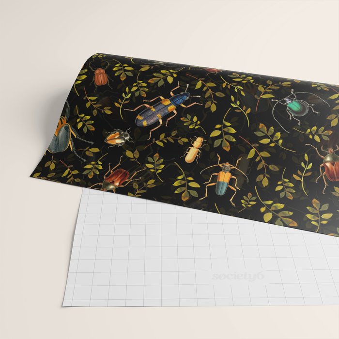 Vintage Mystic Night Beetle And Bugs Dance  Wrapping Paper Gallery Image 2