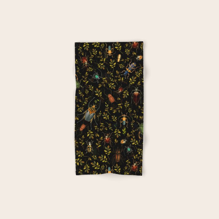 Vintage Mystic Night Beetle And Bugs Dance  Bath Towel Gallery Image 1