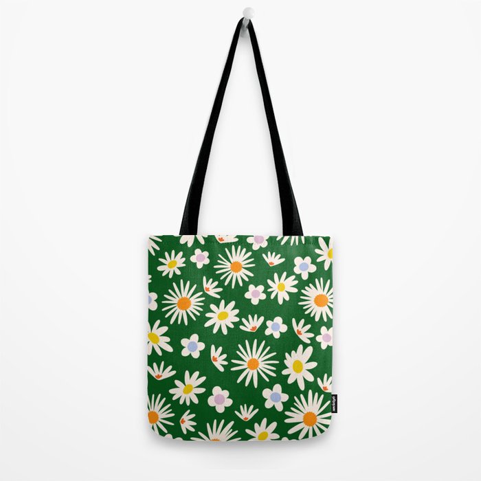 Rainbow Vintage Daisies Tote Bag Gallery Image 2