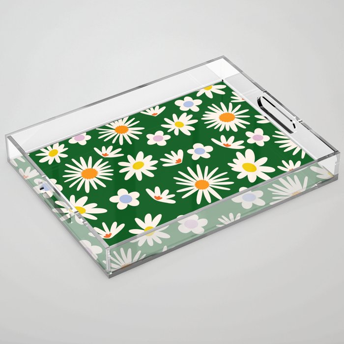 Rainbow Vintage Daisies Acrylic Tray Gallery Image 1