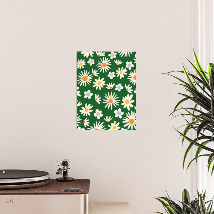 Rainbow Vintage Daisies Poster Gallery Image 2
