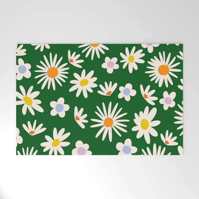 Rainbow Vintage Daisies Welcome Mat Gallery Image 1