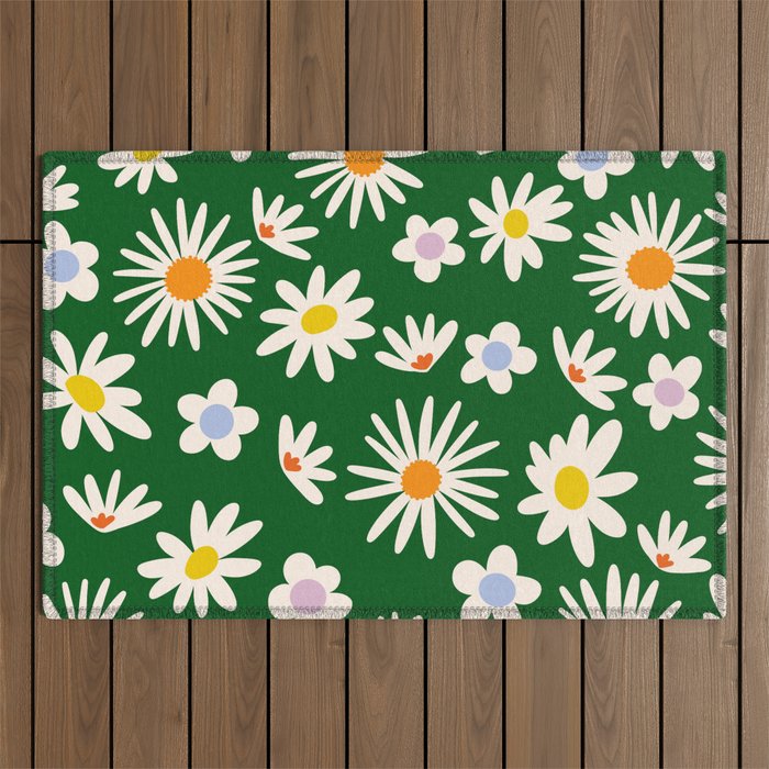 Rainbow Vintage Daisies Outdoor Rug Gallery Image 1