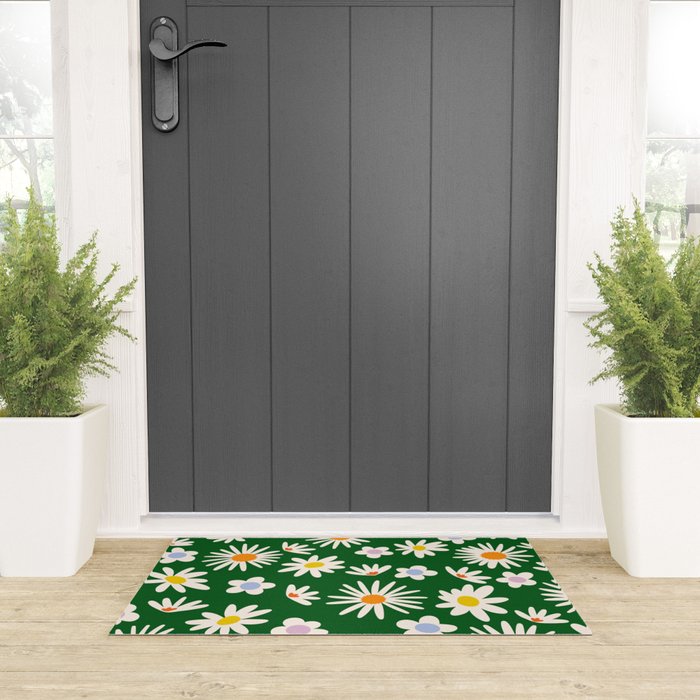 Rainbow Vintage Daisies Welcome Mat Gallery Image 3