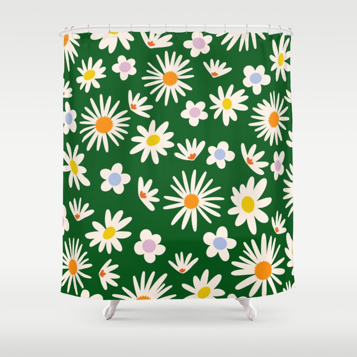 Rainbow Vintage Daisies Shower Curtain Gallery Image 1