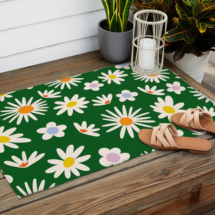 Rainbow Vintage Daisies Outdoor Rug Gallery Image 2