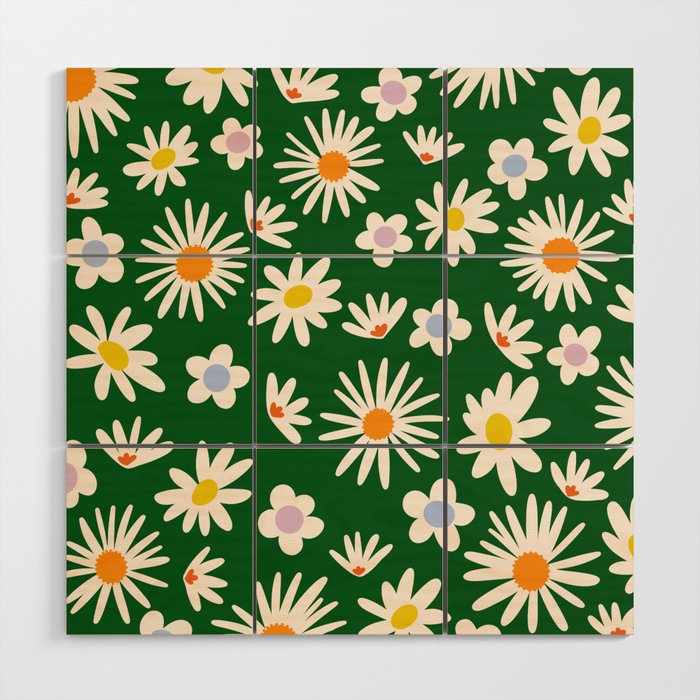Rainbow Vintage Daisies Wood Wall Art Gallery Image 1