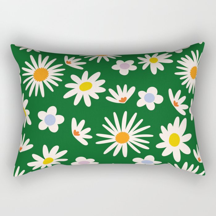 Rainbow Vintage Daisies Rectangular Pillow Gallery Image 1