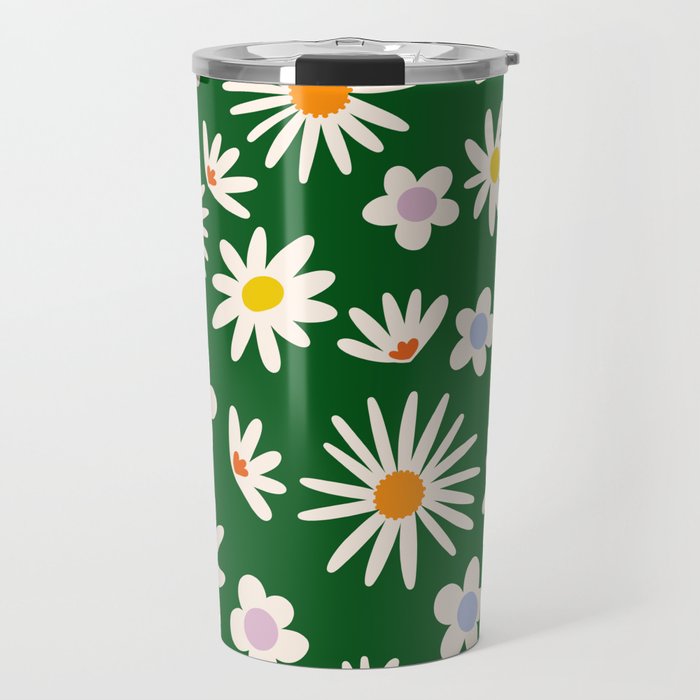 Rainbow Vintage Daisies Travel Mug Gallery Image 1