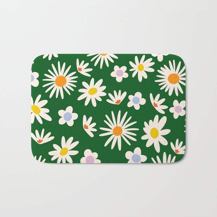 Rainbow Vintage Daisies Bath Mat Gallery Image 1