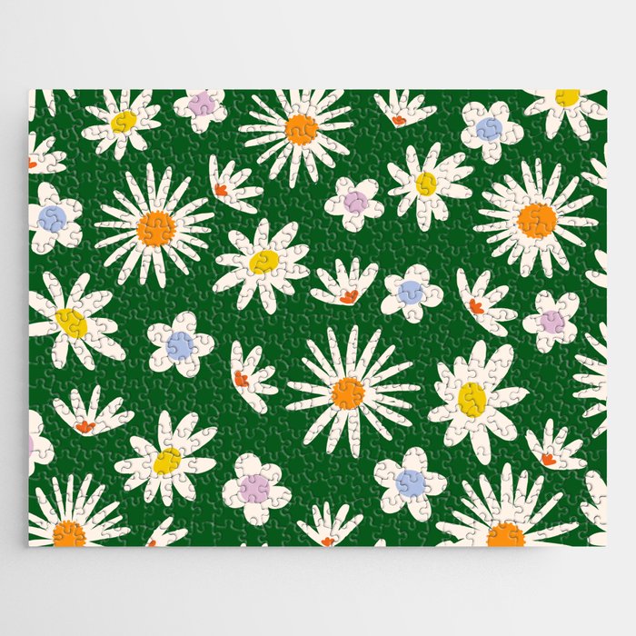 Rainbow Vintage Daisies Jigsaw Puzzle Gallery Image 1
