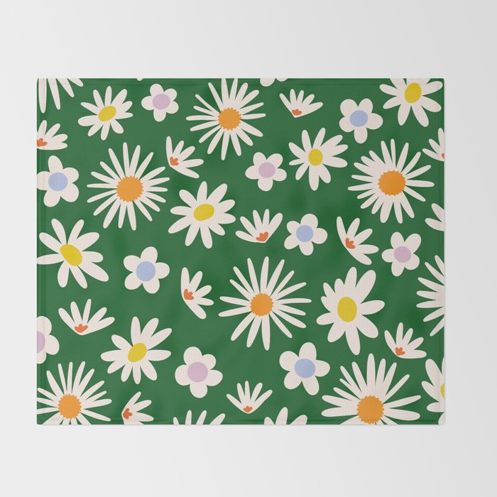 Rainbow Vintage Daisies Throw Blanket Gallery Image 2