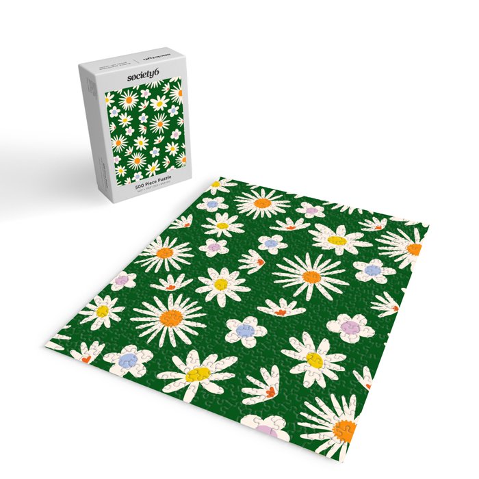 Rainbow Vintage Daisies Jigsaw Puzzle Gallery Image 2