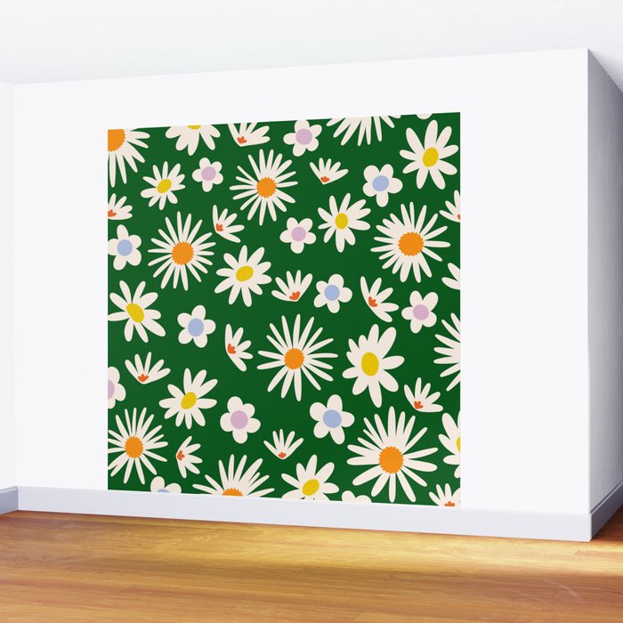 Rainbow Vintage Daisies Wall Mural Gallery Image 2