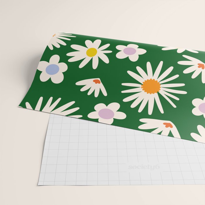 Rainbow Vintage Daisies Wrapping Paper Gallery Image 2