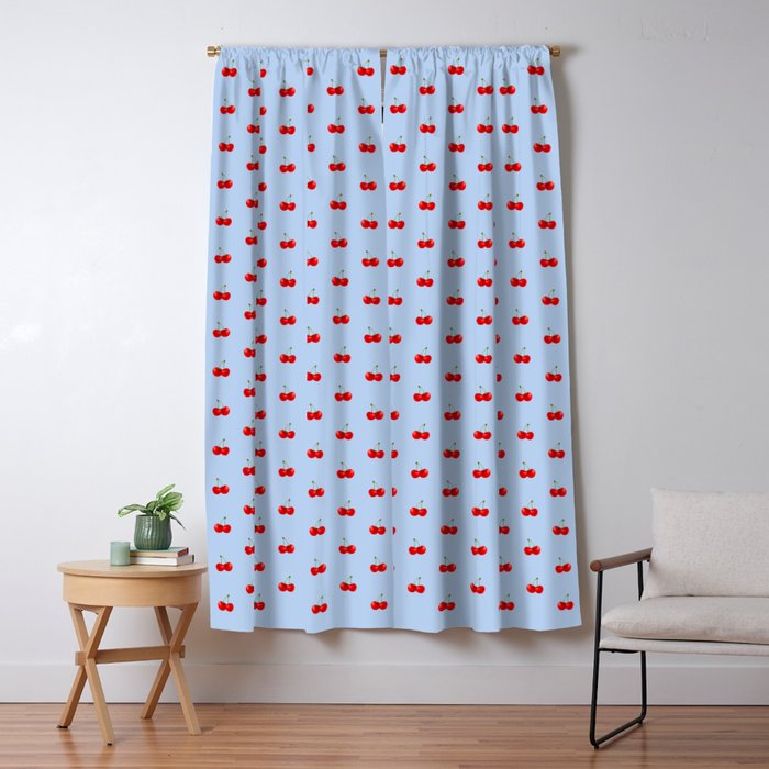Y2K Cherries - Blue Pattern Miniature Window Curtain Gallery Image 1