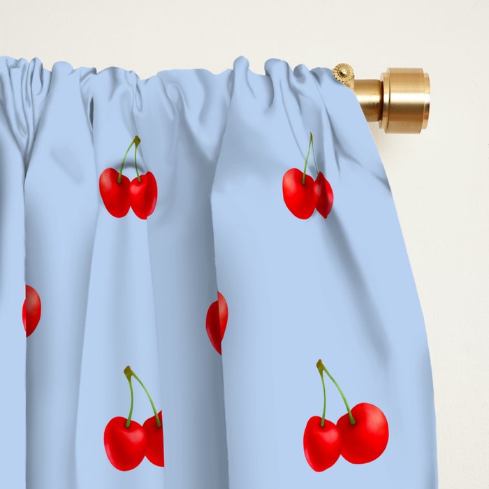 Y2K Cherries - Blue Pattern Miniature Window Curtain Gallery Image 2