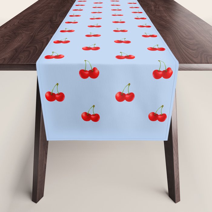Y2K Cherries - Blue Pattern Miniature Table Runner Gallery Image 1