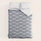 Minimalist Mid Century Modern Scandi Fish Pattern in Slate Blue Duvet Cover Gallery Image 6