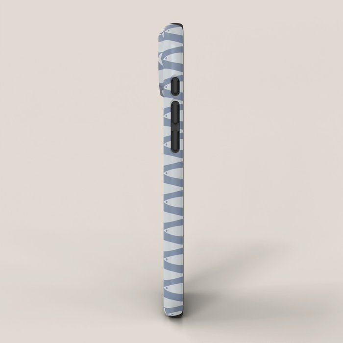 Minimalist Mid Century Modern Scandi Fish Pattern in Slate Blue iPhone Case Gallery Image 2