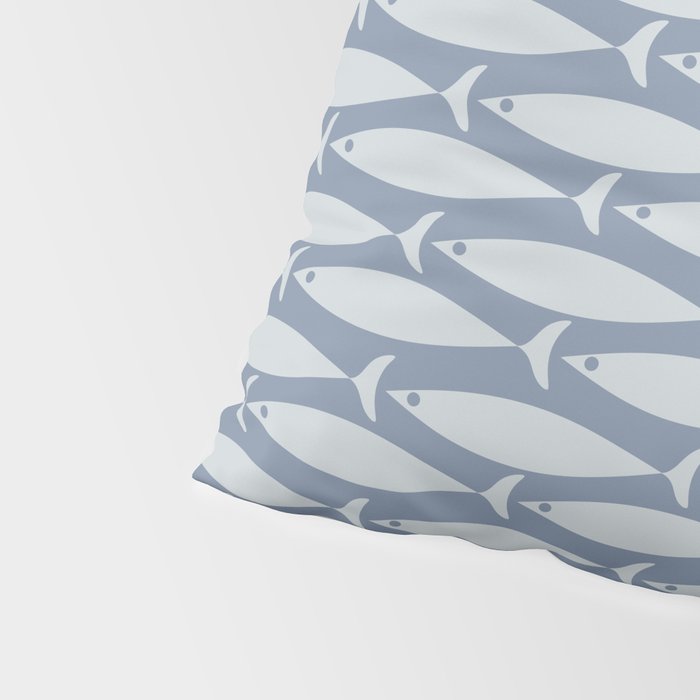 Minimalist Mid Century Modern Scandi Fish Pattern in Slate Blue Pillow Sham Gallery Image 4