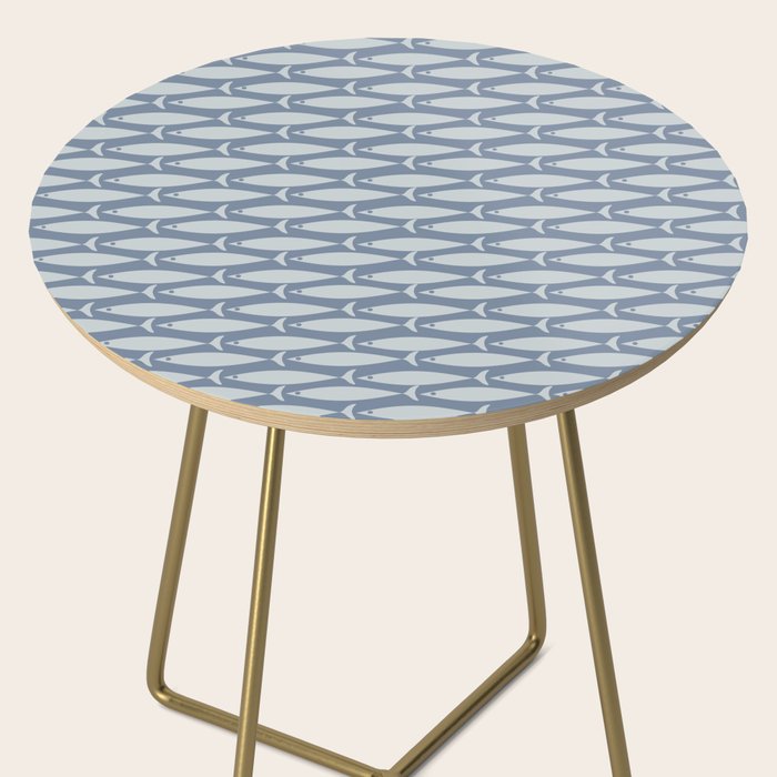 Minimalist Mid Century Modern Scandi Fish Pattern in Slate Blue Side Table Gallery Image 2